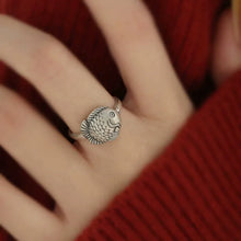 Load image into Gallery viewer, 925 Silver Retro New Good Luck Koi Small Carp Ring Opening Adjustment Niche Design
