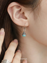 Load image into Gallery viewer, S925 Silver Turquoise Inlaid Wanfo Pendant, Ear Hook Earrings Women's New Tibetan Style Earrings
