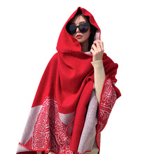 Load image into Gallery viewer, Tibetan Cold Protection Thickened Split Shawl Cloak Autumn and Winter Long Warm Scarf Women&#39;s Cloak
