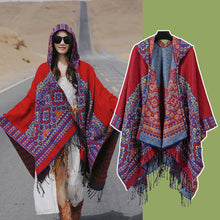 Load image into Gallery viewer, Ethnic Style New Split Shawl Women&#39;s Cloak Scarf Thickened Warm Travel Coat Cloak
