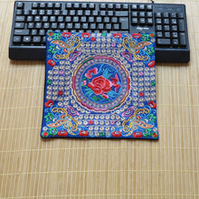 Load image into Gallery viewer, Ethnic Style Embroidery Placemat Yi Fabric Embroidery Heat Insulation Mat Tea Square Mat Table Coffee Table Anti-scalding and Non-slip Mat
