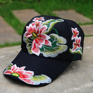 Ethnic Embroidered Floral Style Baseball Cap Hat