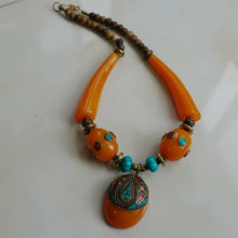 Load image into Gallery viewer, Ethnic Style Tibetan Accessories Nepalese Handmade Necklace with Large Copper Beads Exaggerated Necklace
