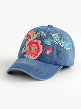 Load image into Gallery viewer, Fashion Versatile Ethnic Style Embroidery Flower Denim Baseball Cap Women's Autumn Sunscreen Shade Cap

