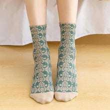 Load image into Gallery viewer, Socks Women's Court Style Retro Medium Tube Socks Three-dimensional Relief Autumn and Winter Women's Socks Floral Literary High Stockings Cotton
