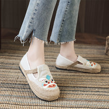 Load image into Gallery viewer, Embroidered Shoes Linen Shoes, Shallow Single Shoes, Craft Sewing Thread Tiger Head Lion Shoes
