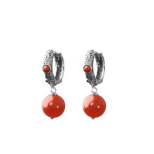 Load image into Gallery viewer, Ethnic Style Retro Classic Earrings with Red Beads Earrings Hollow Out Old Women&#39;s Temperament Ear Jewelry

