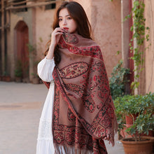 Load image into Gallery viewer, Red National Style Scarf Autumn and Winter Shawl
