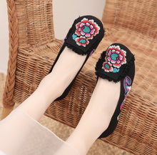 Load image into Gallery viewer, Fur Embroidered Single Shoe Cloth Shoes Oxford Soft Sole Walking Casual Dance Shoes
