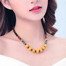 Load image into Gallery viewer, Original Design Classic Tibetan Beeswax Cake Necklace Chicken Oil Yellow Amber Clavicle Chain Female Ethnic Style Retro Neck Jewelry
