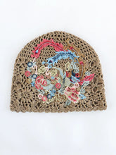 Load image into Gallery viewer, Ethnic Style Phoenix Embroidery Women's Headscarf Cover White Autumn Hat Hollow Knitting Heap Headscarf Woven Hat
