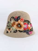 Load image into Gallery viewer, Ethnic embroidered flowers in summer breathable hollow sunscreen fisherman hat female sunshade Joker bucket hat Sun basin hat
