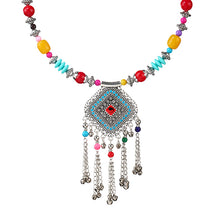 Load image into Gallery viewer, Retro Ethnic Tibetan Necklace Bell Tassel Colored Beaded Collar Sweater Chain Accessories
