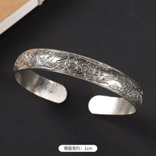 Load image into Gallery viewer, Handmade Miao Silver Old Bracelet Female Ethnic Style Retro Court Chinese Sculpture Ancient Silver Bracelet Personality Exotic Bracelet
