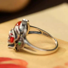Load image into Gallery viewer, Nanhong Agate Rose S925 Silver Ring Women's 2026 New Popular Niche Design Ethnic Style Index Finger Ring
