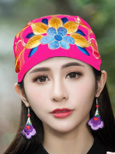 Load image into Gallery viewer, Ethnic Style Embroidered Headscarf Hat Single-layer Small Hat Thin Headgear Hat

