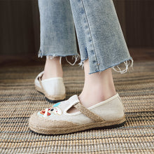 Load image into Gallery viewer, Embroidered Shoes Linen Shoes, Shallow Single Shoes, Craft Sewing Thread Tiger Head Lion Shoes

