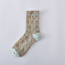 Load image into Gallery viewer, Socks Women's Court Style Retro Medium Tube Socks Three-dimensional Relief Autumn and Winter Women's Socks Floral Literary High Stockings Cotton
