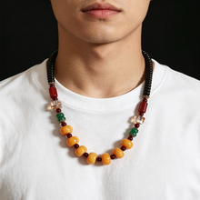 Load image into Gallery viewer, Original Design Classic Tibetan Beeswax Cake Necklace Chicken Oil Yellow Amber Clavicle Chain Female Ethnic Style Retro Neck Jewelry
