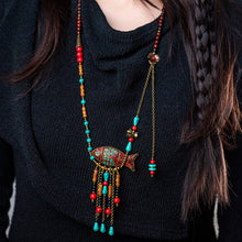 Load image into Gallery viewer, Nepal Retro Ethnic Style Long Necklace Sweater Chain Tibetan Beaded Fringed Necklace
