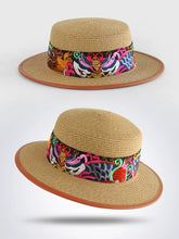 Load image into Gallery viewer, Straw Hat Retro Ethnic Style Embroidery Flower Beach Hat Spring and Summer Basin Hat
