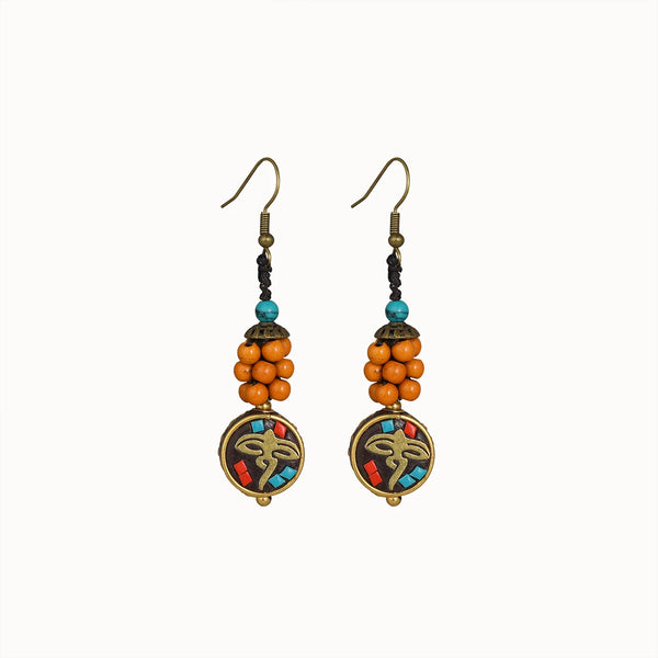 Nepal Tibetan Earrings Ethnic Style Wooden Ear Clips Women's Long Earrings