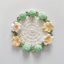Load image into Gallery viewer, Hand-crocheted Coaster Finished Product, Flower Wool, Flower Insulation Pad
