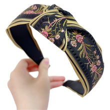 Load image into Gallery viewer, Ethnic Style Embroidery Headband, Retro Hair Accessories, Knotted in The Middle, Wide Edge Headband
