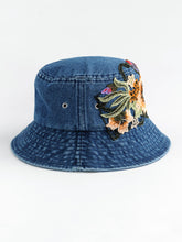 Load image into Gallery viewer, Fashion National Style Embroidered Denim Fisherman Hat Outdoor Sun Protection Travel Street Basin Hat.

