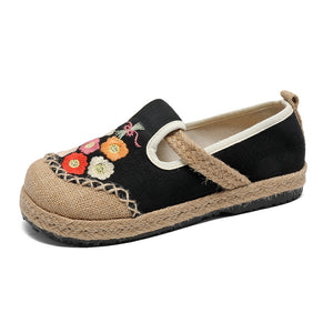 Lovely Embroidered Breathable Cloth Shoes Shallow Mouth One Pedal Lazy Knitting Shoes Flat Heel Daily Comfort Women's Shoes