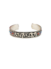 Load image into Gallery viewer, Ethnic Style Nepalese Handmade Jewelry Inlaid with Turquoise Retro Tibetan Jewelry Bracelet, Six-syllable mantra
