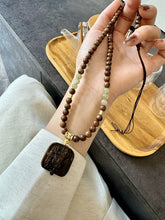Load image into Gallery viewer, Black Pear with Agarwood Zakiram Square Pendant Necklace, Natural Hetian Jade
