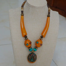 Load image into Gallery viewer, Ethnic Style Tibetan Accessories Nepalese Handmade Necklace with Large Copper Beads Exaggerated Necklace
