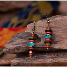 Load image into Gallery viewer, Retro Ethnic Style Nepalese Earrings, Natural Red Stone Earrings, Simple and Atmospheric Versatile Tibetan Niche Design Earrings
