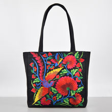 Load image into Gallery viewer, Ethnic Style Embroidered Shoulder Bag with Large Capacity Women&#39;s Tote Bag, Canvas, National Style Peony Handbag, Shopping Bag
