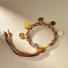 Load image into Gallery viewer, New Tibetan Five-way God of Wealth Hand Rope Handwoven Bracelet Rope Thangka God of Wealth Green Tara Zakiram Bracelet
