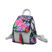 Load image into Gallery viewer, Ethnic Style New Fashion Linen Embroidery Bag Canvas Backpack Fashion Versatile Schoolbag Women&#39;s Small Backpack
