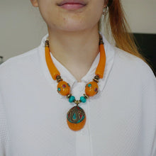 Load image into Gallery viewer, Ethnic Style Tibetan Accessories Nepalese Handmade Necklace with Large Copper Beads Exaggerated Necklace
