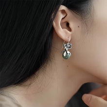 Load image into Gallery viewer, S925 Silver Good Things Lianlian Round Bead Earrings Women's Niche Design Sense Ethnic Style Lotus Anti-Allergy Earrings
