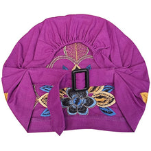 Load image into Gallery viewer, Ethnic Style Embroidered Headscarf Hat Single-layer Small Hat Thin Headgear Hat
