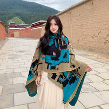 Load image into Gallery viewer, Tibetan Great Retro Totem Red Warm Outer Shawl Women&#39;s Scarf Autumn and Winter Cloak Big Cloak
