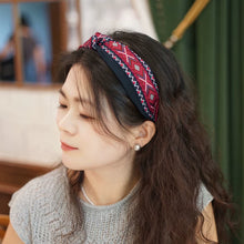 Load image into Gallery viewer, Bohemian Ethnic Wind Embroidery Knotted Headband High Skull Top Big Head Circumference Hair Hole Headband
