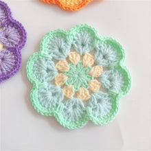 Load image into Gallery viewer, Hand-crocheted Coaster Cute Phoenix Tail Flower Coaster Tea Mat Wool Woven Hand Crochet Flower Piece
