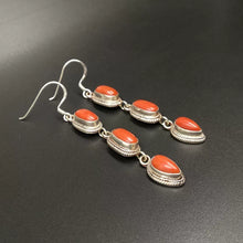 Load image into Gallery viewer, Niche Nepalese Style Handmade Jewelry Coral Stone Fashion Women&#39;s Tibetan Style Personality Creative Retro Ethnic Style Earrings
