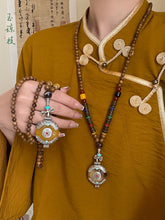 Load image into Gallery viewer, Ethnic Wood Buddha Bead Necklace Women&#39;s Tibetan Zen Retro Old Long Pendant Sweater Chain
