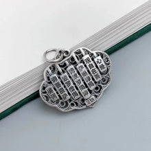Load image into Gallery viewer, S925 Anemone Heart Sutra Necklace for Men and Women Painted with Lang Lotus Ruyi Lock Pendant Vintage Clavicle Chain
