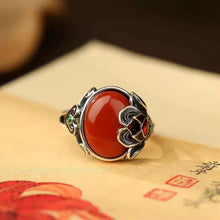 Load image into Gallery viewer, Nanhong Agate Rose S925 Silver Ring Women's 2026 New Popular Niche Design Ethnic Style Index Finger Ring
