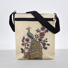 Load image into Gallery viewer, Woven Flower Cloth Bags, Retro Mobile Phone Change Bags, Two-layer Black Belts
