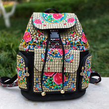 Load image into Gallery viewer, New Embroidery Bag Ethnic Style Bag Women&#39;s Large Capacity Canvas Backpack Travel Bag Fabric Art
