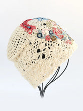 Load image into Gallery viewer, Ethnic Style Phoenix Embroidery Women's Headscarf Cover White Autumn Hat Hollow Knitting Heap Headscarf Woven Hat
